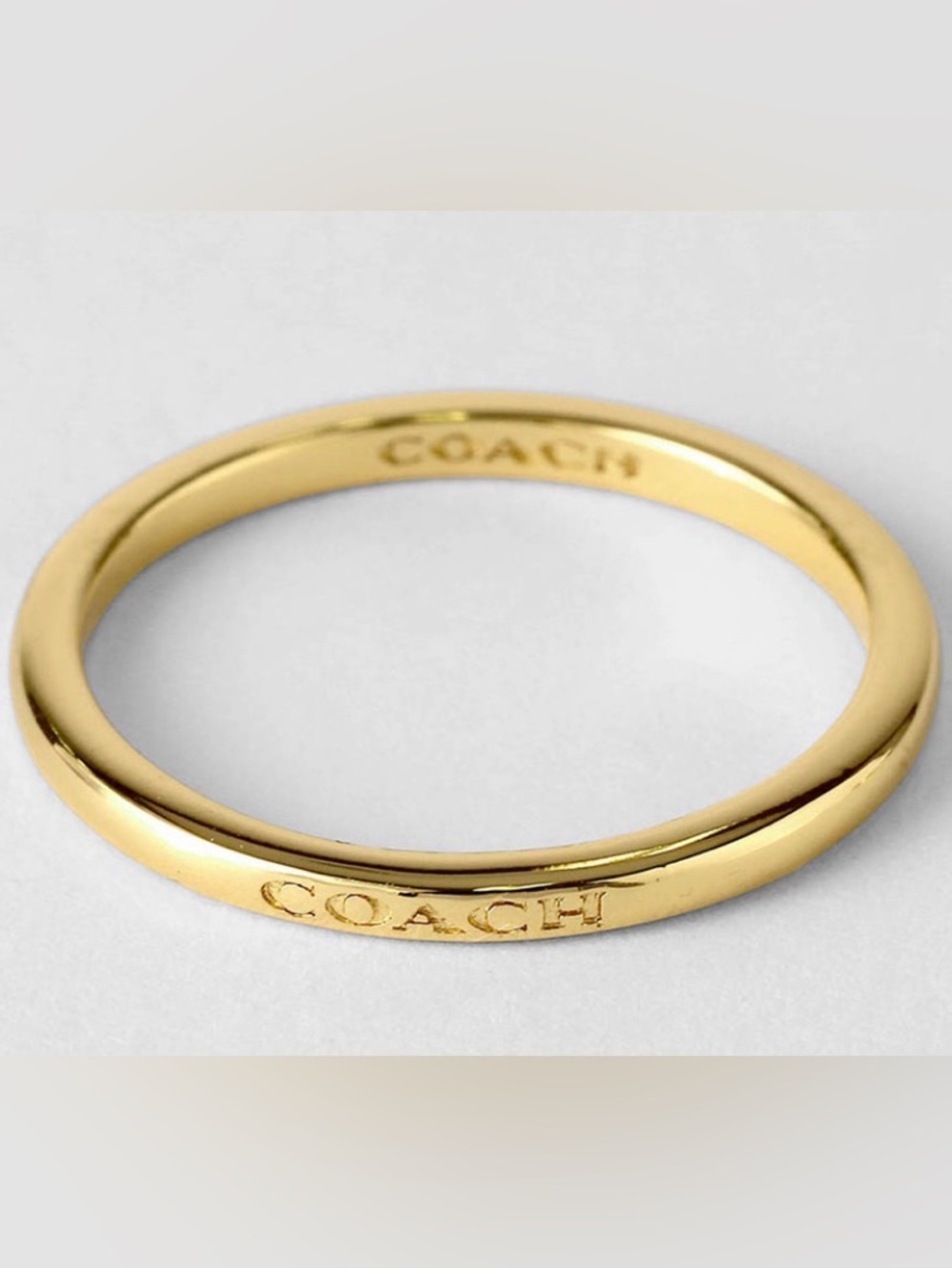 Coach Gold Tone Signature Slim Bangle Ring